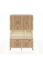 Kronos Dolap 8 Raflı 2 Çekmeceli 6 Kapaklı 132x59x195 Aytaşı-Çam/Çam