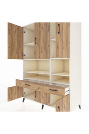 Kronos Dolap 8 Raflı 2 Çekmeceli 6 Kapaklı 132x59x195 Aytaşı-Çam/Çam