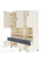 Kronos Dolap 8 Raflı 2 Çekmeceli 6 Kapaklı 132x59x195 Aytaşı-Aytaşı/Antrasit