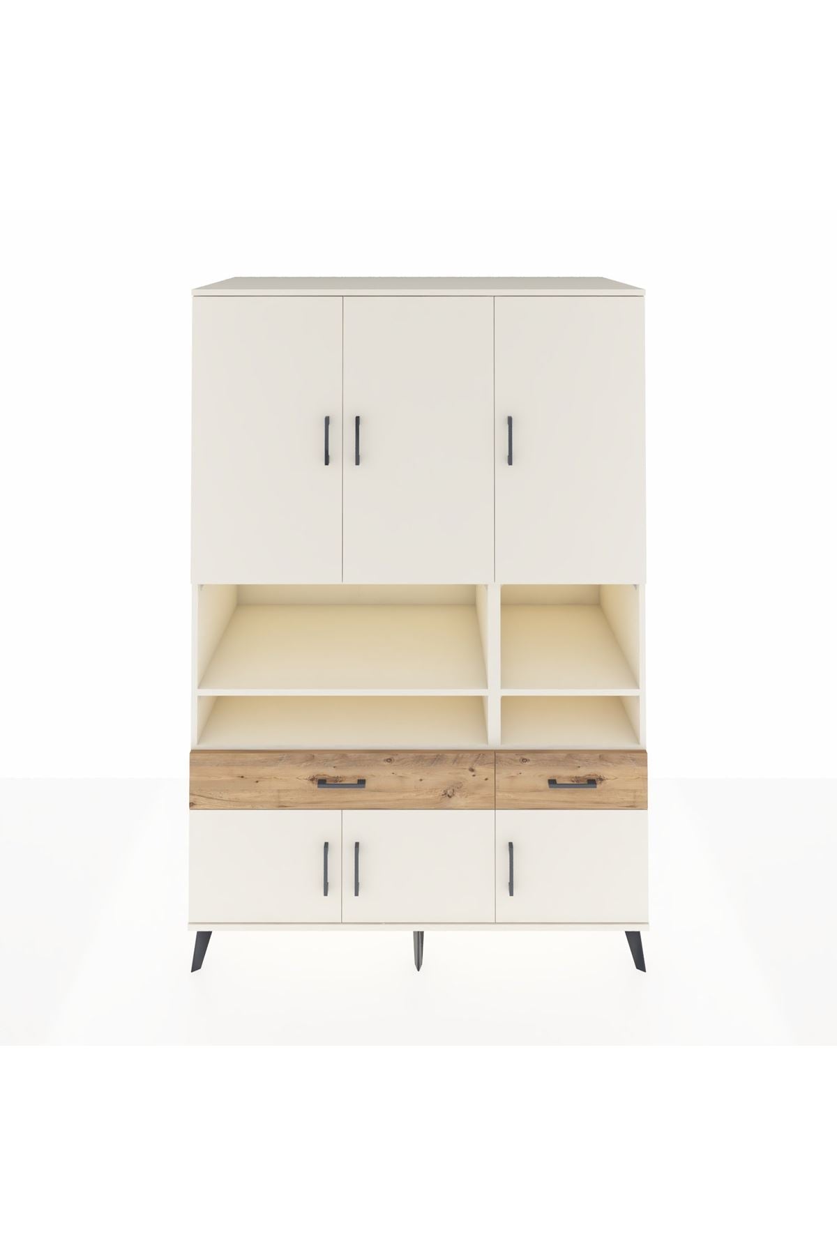 Kronos Dolap 8 Raflı 2 Çekmeceli 6 Kapaklı 132x59x195 Aytaşı-Aytaşı/Çam