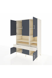 Kronos Dolap 8 Raflı 2 Çekmeceli 6 Kapaklı 132x59x195 Aytaşı-Antrasit/Aytaşı