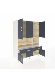 Kronos Dolap 8 Raflı 2 Çekmeceli 6 Kapaklı 132x59x195 Aytaşı-Antrasit/Antrasit