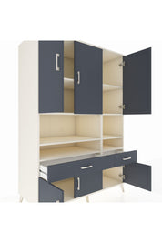 Kronos Dolap 8 Raflı 2 Çekmeceli 6 Kapaklı 132x59x195 Aytaşı-Antrasit/Antrasit