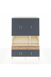 Kronos Dolap 8 Raflı 2 Çekmeceli 6 Kapaklı 132x59x195 Aytaşı-Antrasit/Çam