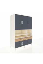 Kronos Dolap 8 Raflı 2 Çekmeceli 6 Kapaklı 132x59x195 Aytaşı-Antrasit/Çam