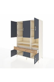 Kronos Dolap 8 Raflı 2 Çekmeceli 6 Kapaklı 132x59x195 Aytaşı-Antrasit/Çam