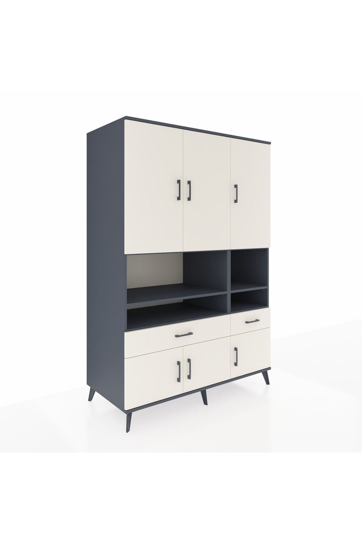 Kronos Dolap 8 Raflı 2 Çekmeceli 6 Kapaklı 132x59x195 Antrasit-Aytaşı/Aytaşı