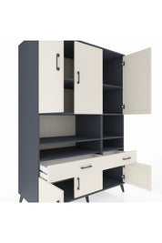 Kronos Dolap 8 Raflı 2 Çekmeceli 6 Kapaklı 132x59x195 Antrasit-Aytaşı/Aytaşı