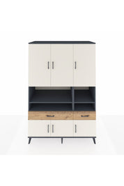 Kronos Dolap 8 Raflı 2 Çekmeceli 6 Kapaklı 132x59x195 Antrasit-Aytaşı/Çam