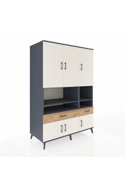 Kronos Dolap 8 Raflı 2 Çekmeceli 6 Kapaklı 132x59x195 Antrasit-Aytaşı/Çam