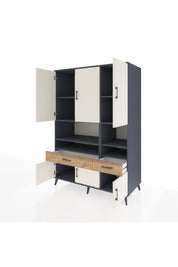 Kronos Dolap 8 Raflı 2 Çekmeceli 6 Kapaklı 132x59x195 Antrasit-Aytaşı/Çam