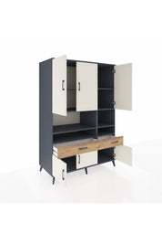 Kronos Dolap 8 Raflı 2 Çekmeceli 6 Kapaklı 132x59x195 Antrasit-Aytaşı/Çam