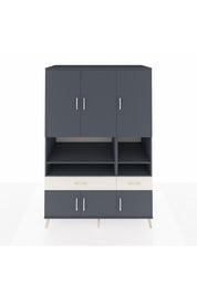 Kronos Dolap 8 Raflı 2 Çekmeceli 6 Kapaklı 132x59x195 Antrasit-Antrasit/Aytaşı