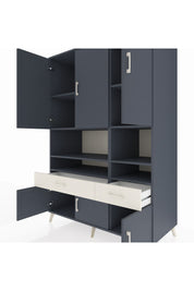 Kronos Dolap 8 Raflı 2 Çekmeceli 6 Kapaklı 132x59x195 Antrasit-Antrasit/Aytaşı