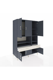 Kronos Dolap 8 Raflı 2 Çekmeceli 6 Kapaklı 132x59x195 Antrasit-Antrasit/Aytaşı