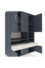 Kronos Dolap 8 Raflı 2 Çekmeceli 6 Kapaklı 132x59x195 Antrasit-Antrasit/Aytaşı