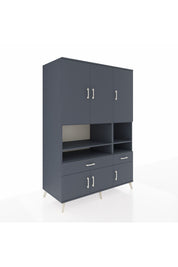 Kronos Dolap 8 Raflı 2 Çekmeceli 6 Kapaklı 132x59x195 Antrasit-Antrasit/Antrasit