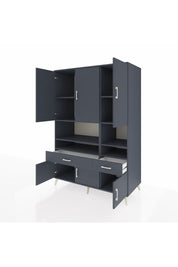 Kronos Dolap 8 Raflı 2 Çekmeceli 6 Kapaklı 132x59x195 Antrasit-Antrasit/Antrasit