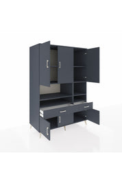 Kronos Dolap 8 Raflı 2 Çekmeceli 6 Kapaklı 132x59x195 Antrasit-Antrasit/Antrasit