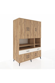 Kronos Dolap 8 Raflı 2 Çekmeceli 6 Kapaklı 132x59x195 Çam-Çam/Aytaşı