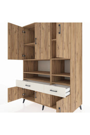 Kronos Dolap 8 Raflı 2 Çekmeceli 6 Kapaklı 132x59x195 Çam-Çam/Aytaşı