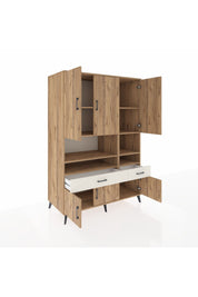 Kronos Dolap 8 Raflı 2 Çekmeceli 6 Kapaklı 132x59x195 Çam-Çam/Aytaşı