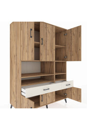 Kronos Dolap 8 Raflı 2 Çekmeceli 6 Kapaklı 132x59x195 Çam-Çam/Aytaşı