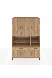 Kronos Dolap 8 Raflı 2 Çekmeceli 6 Kapaklı 132x59x195 Çam-Çam/Çam