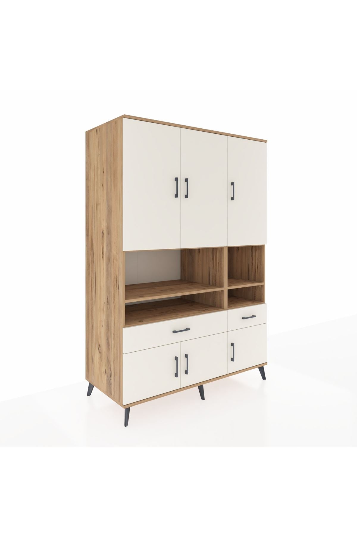 Kronos Dolap 8 Raflı 2 Çekmeceli 6 Kapaklı 132x59x195 Çam-Aytaşı/Aytaşı