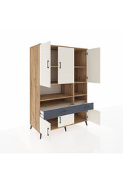 Kronos Dolap 8 Raflı 2 Çekmeceli 6 Kapaklı 132x59x195 Çam-Aytaşı/Antrasit