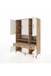 Kronos Dolap 8 Raflı 2 Çekmeceli 6 Kapaklı 132x59x195 Çam-Aytaşı/Çam