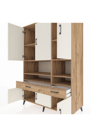 Kronos Dolap 8 Raflı 2 Çekmeceli 6 Kapaklı 132x59x195 Çam-Aytaşı/Çam