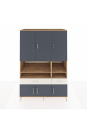 Kronos Dolap 8 Raflı 2 Çekmeceli 6 Kapaklı 132x59x195 Çam-Antrasit/Aytaşı