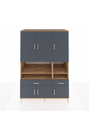 Kronos Dolap 8 Raflı 2 Çekmeceli 6 Kapaklı 132x59x195 Çam-Antrasit/Antrasit