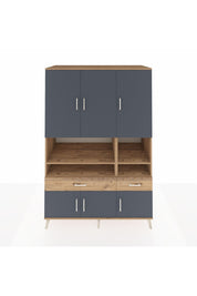 Kronos Dolap 8 Raflı 2 Çekmeceli 6 Kapaklı 132x59x195 Çam-Antrasit/Çam