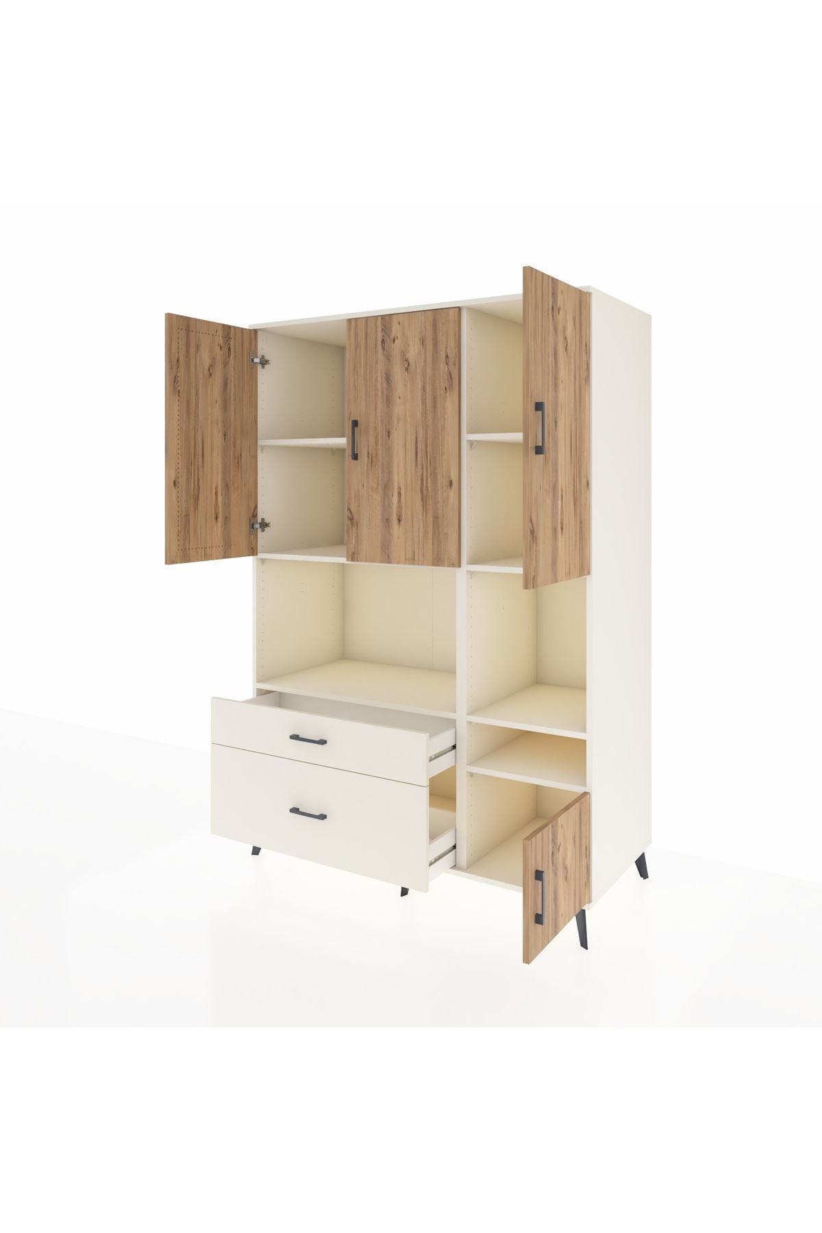 Kronos Dolap 7 Raflı 2 Çekmeceli 4 Kapaklı 132x59x195 Aytaşı-Çam/Aytaşı