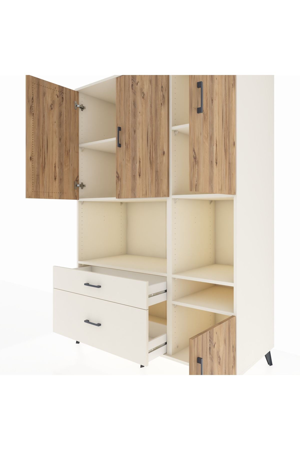 Kronos Dolap 7 Raflı 2 Çekmeceli 4 Kapaklı 132x59x195 Aytaşı-Çam/Aytaşı