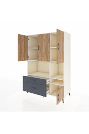 Kronos Dolap 7 Raflı 2 Çekmeceli 4 Kapaklı 132x59x195 Aytaşı-Çam/Antrasit