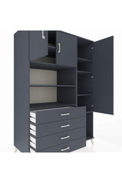 Kronos Dolap 8 Raflı 4 Çekmeceli 3 Kapaklı 132x59x195 Antrasit-Antrasit/Antrasit