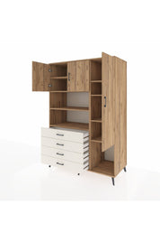 Kronos Dolap 8 Raflı 4 Çekmeceli 3 Kapaklı 132x59x195 Çam-Çam/Aytaşı