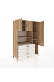 Kronos Dolap 8 Raflı 4 Çekmeceli 3 Kapaklı 132x59x195 Çam-Çam/Aytaşı