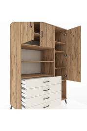 Kronos Dolap 8 Raflı 4 Çekmeceli 3 Kapaklı 132x59x195 Çam-Çam/Aytaşı