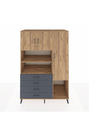 Kronos Dolap 8 Raflı 4 Çekmeceli 3 Kapaklı 132x59x195 Çam-Çam/Antrasit