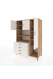 Kronos Dolap 8 Raflı 4 Çekmeceli 3 Kapaklı 132x59x195 Çam-Aytaşı/Aytaşı