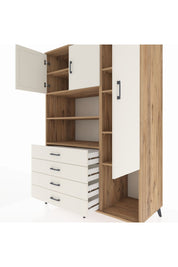 Kronos Dolap 8 Raflı 4 Çekmeceli 3 Kapaklı 132x59x195 Çam-Aytaşı/Aytaşı