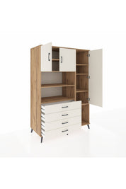 Kronos Dolap 8 Raflı 4 Çekmeceli 3 Kapaklı 132x59x195 Çam-Aytaşı/Aytaşı