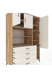 Kronos Dolap 8 Raflı 4 Çekmeceli 3 Kapaklı 132x59x195 Çam-Aytaşı/Aytaşı