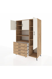 Kronos Dolap 8 Raflı 4 Çekmeceli 3 Kapaklı 132x59x195 Çam-Aytaşı/Çam