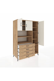 Kronos Dolap 8 Raflı 4 Çekmeceli 3 Kapaklı 132x59x195 Çam-Aytaşı/Çam