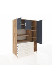 Kronos Dolap 8 Raflı 4 Çekmeceli 3 Kapaklı 132x59x195 Çam-Antrasit/Aytaşı